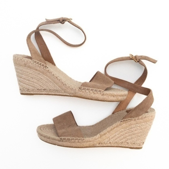 Tory Burch Tan Espadrille Wedge Sandals